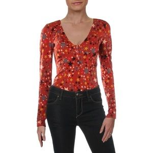 Free People Red Star Bodysuit